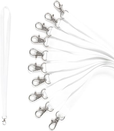 ASUNFO 50 Stück Sublimations-Lanyards, blanko, Weiß, Wärmeübertragung für Ausweishalter, Schlüsselanhänger, Weiss/opulenter Garten, Einheitsgröße