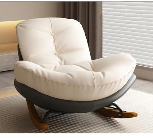 WUSHENGHAI Sofa-Liege Für Den Innenbereich Mit Kissen, Schaukelstuhl, Moderner Lounge-Stuhl, Schaukelstuhl, Leder, Gepolstert, Kinderzimmer-Gleitwippe, Für Entspanntes Nickerchen Auf Dem Balkon,Grey