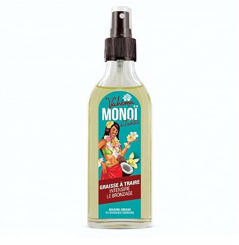 Graisse à Traire en Spray Vahéma Monoï de Tahiti - Parfum Tiaré 100ml - Bronzage Intensifié et Hydratation - Fabriqué en France