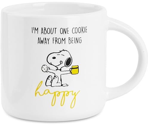 Peanuts Snoopy Tazza Caffe o Cappuccino, Carina Tazza in Ceramica, Regalo Donna (Caffè Bianco/Giallo 400ml)