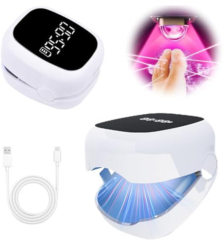 Upgrade Nail Fungus Laser Device with Time Display, Toe Nail Fungal Treatmen, 7 Minute Fast-acting Anti Fungal Nail Treatment for Multiple Toenails & Fingernails, 950nm Infrared Light 500nm Blue Light