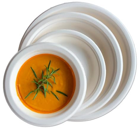 Table'Colors 50 Bols Multi-usages 40 cl en Fibre de Canne à Sucre - Compostables - Idéal pour plats chauds et froids - Écologique - Parfait pour Repas à emporter et réceptions