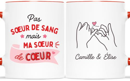 𝗖𝗔𝗗𝗘𝗔𝗨 𝗣𝗟𝗨𝗦 Mug Personnalisé Prénom - Ma Sœur de Cœur - Cadeau BFF, Cadeau Personnalisé Meilleure Amie, Tasse Personnalisable Meilleure Amie, Tasse Personnalisable Amitie, Tasse Amie