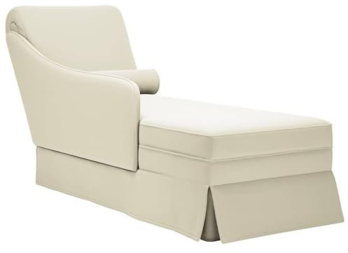 Hommdiy Chaiselongue mit Nackenrolle und Rechter Armlehne Creme