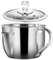 Gravy Fat Separator Jug, Kitchen Gravy Separator Strainer, Stainless Steel Gravy Oil Grease Soup Separator Strainer Bowl, with Visual Glass Cover 1200ml