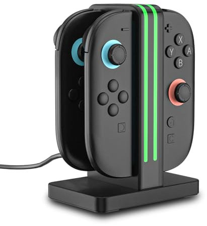 WUXIDIXI Station de charge compatible avec les manettes Nintendo Switch 2 Joy Con, station de charge Switch 2 avec indicateur LED et câble de charge – Noir