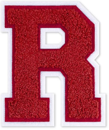 QianSiLi 4.5 Inch Chenille Iron On Letters for Clothes Varsity Letter Patches Embroidered Patch Iron On Patches for Clothing Varsity Jacket Hoodie (Red,R)