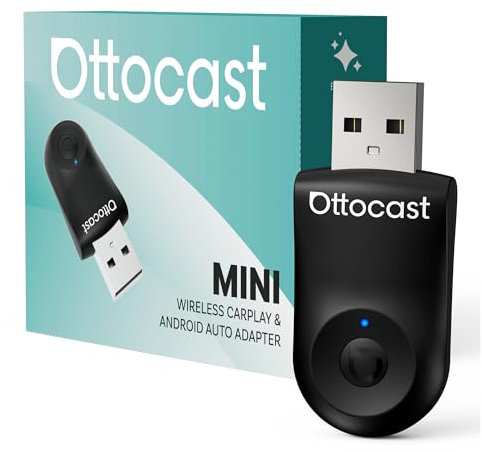 OTTOCAST Mini Wireless CarPlay Adapter for iPhone & Android Auto Adapter 2-in-1 Convert Wired to Wireless Apple Car Play, Plug & Play, USB-C, Low Latency (2016+ Cars, iOS 10+/Android 11+)