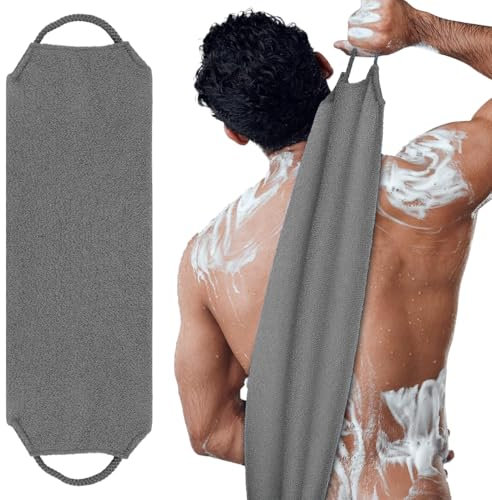 GGUFAY Gommage du Dos pour la Douche, Exfoliant pour le Dos Homme Et Femme, Gant de Toilette Exfoliant Double Face avec Poignées, Pour un Nettoyage en Profondeur de Votre Corps