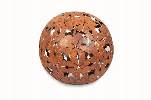 Kapaga - Boule décorative en Rouille pour l'extérieur - Style Vintage - pour Bougies - Motif trèfle - 27 cm