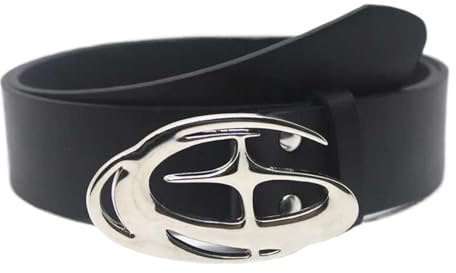 Gürtel 3D Kreuz Stern Schnalle Gürtel Jeans Rock Zubehör Gürtel(Black)