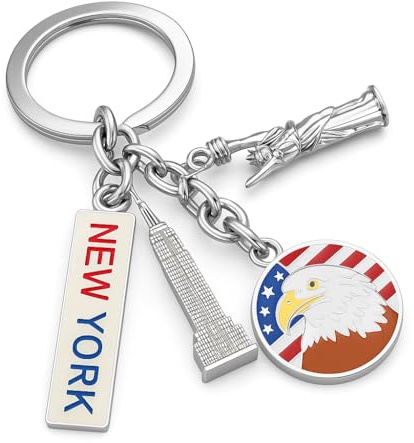 Porte-Clés New York City, Porte-Clé Drapeau Américain de Sac pour Femmes | Cadeaux Porte-Cléf Souvenir avec Empire State Building et Détails du Drapeau USA pour les Amateurs de Voyage Amis