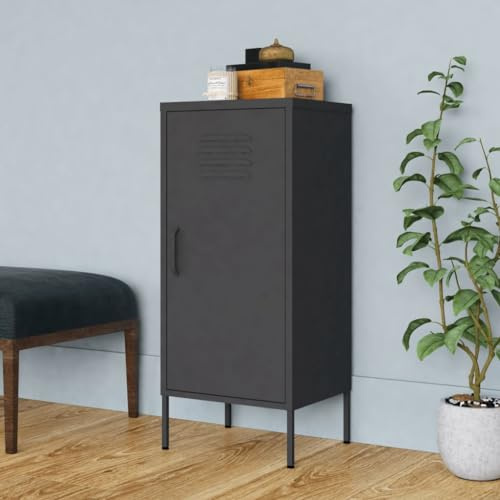 Ziaphsol Lagerschrank Anthrazit 42,5x35x101,5 cm, Robuster Stahl Aufbewahrungsschrank mit 2 Einlegeböden, Standfüße, Vielseitiger Stahlschrank für Zuhause
