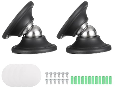 sourcing map 2Pcs Magnetic Door Stopper,Door Catch Holder,(2,Black) | RV Floor Mount Bottom of Door Catch Holder, Adhesive Wall Protector with Screws for Living Room, Bedroom, Travel Trailer