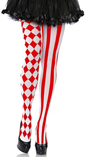 LEG AVENUE 7720 - Harlequin Pantyhose, Einheitsgröße (EUR 36-40), Weiß/ Rot