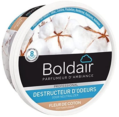 BOLDAIR Lot de 2 Pots 300g Gel destructeur d'odeurs Fleur de Coton