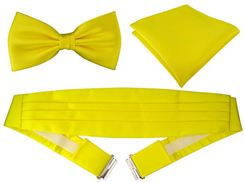 TigerTie Kummerbund Einstecktuch Satin Fliege in gelb - Schärpe Leibbinde