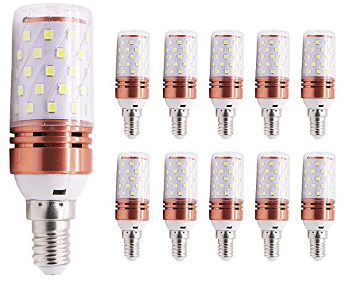 Mengjay® 10 Stück LED Mais Glühbirne, E14, 12W, entspricht 100 W Glühlampe, Kaltweiß 6000K, 800lm, kleine Edison-Schraube, nicht dimmbar Kandelaber LED Glühlampen