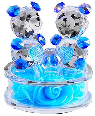 Rose Fleur Cristal En Verre Animaux Ours Figurines Ornements De Noël Maison De Voiture Décoration Parfum Bouteille Feng shui terme Cadeau (bleu)