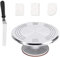 12 Aluminum Cake Turntable Set Kit Kitchen Decorating Revolving Display Stand Silver 30 cm Stainless Steel Metal Wedding Birthday Party Pedestal Plate Professional Rotating Icing Spatula Smoother