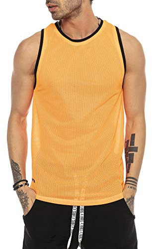 RED BRIDGE - Camiseta de Tirantes Colorida Semi Transparente para Hombre - Orange