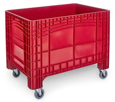 Großbehälter 1200x800x950 mm mit 4 Lenkrollen Umzugsbehälter, Transportbox, Kunststoffbehälter, Umzugsbox, Transportwanne, Made in Germany in 3 Farben Farbe rot