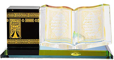 Hztyyier Muslimische Kristall vergoldete Kaaba Buch Miniatur Modell Prunkstück islamische Architektur Handwerk Startseite Tisch Dekor islamische Gebäude Auto Ornament
