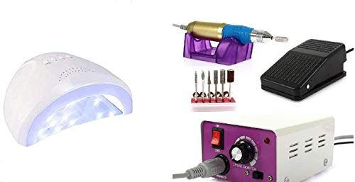 SLS SHOP Lampada unghie uv fornetto unghie nail art 48w 30 led + FRESA UNGHIE SET MANICURE PEDICURE MM 25000 GIRI NAIL ART