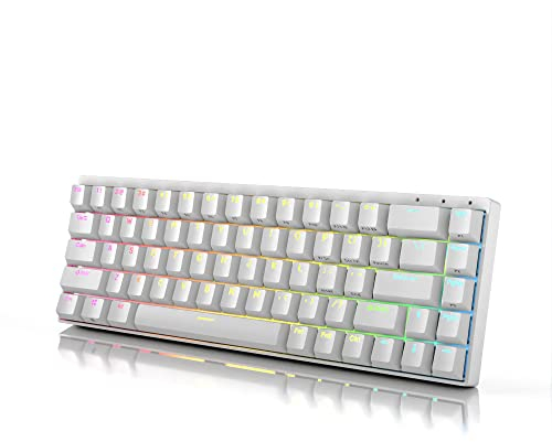 DURGOD Hades 68 Mechanische Gaming-Tastatur | 65% Layout ANSI US - USB Typ C | Aluminiumgehäuse | Double Shot PBT Cherry Profile (Gateron Yellow, Weiß)
