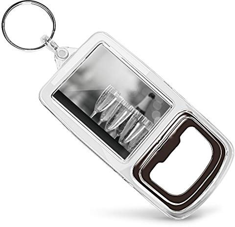 1 x Bottle Opener Keyring - Champagne Flute Glasses Celebration |Keychain|Keyring|Charm| #36994
