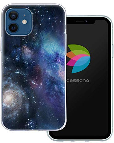 dessana Weltall transparente Schutzhülle Handy Case Cover Tasche passend für Apple iPhone 12 Mini Nebel Sterne