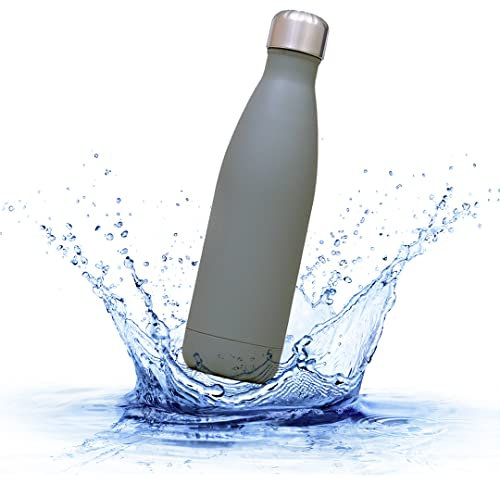 Sprengers – Trinkflasche aus Edelstahl – auslaufsichere & thermoisolierte Wasserflasche hält Getränke bis zu 18 Stunden warm oder kalt – Wasserflasche für Kohlensäure geeignet (Grau, 0,5 l)