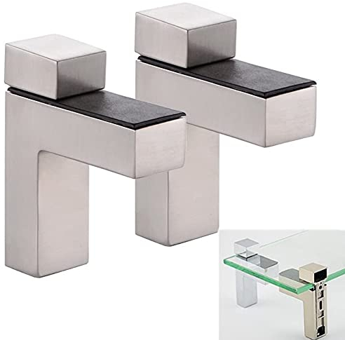 awen Reggimensola Vetro Staffe per Mensole Supporti Legno Regolabile Montaggio a Parete 2 Pezzi Spazzolato