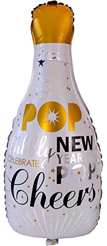 DekoRex Folienballons Flasche 75cm Neujahr Silvester Happy New Year Party Deko