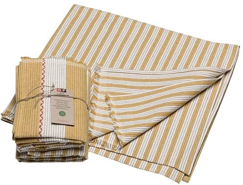 David Fussenegger Sommertuch 2er Set Nizza 'Diagonalstreifen' 90 x 150 cm Senf