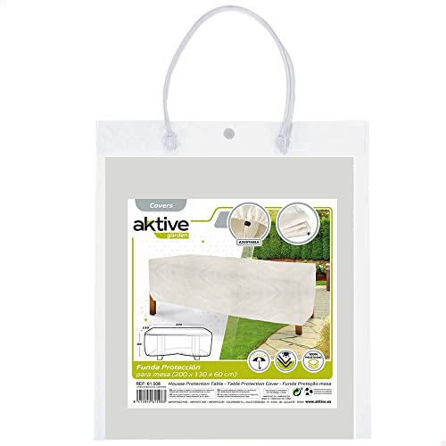 Aktive 61508 - Wasserdichte Gartentischabdeckung | Schutzhülle für Gartenmöbel | Terrassenmöbel-Abdeckungen 200x130x60cm | Abdeckung für Gartenmöbel | Wasserdichte Abdeckungen für Gartenmöbel