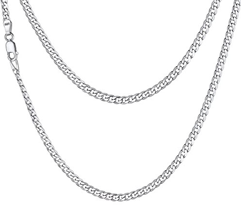 Bandmax Herren Damen Panzerkette Halskette 925 Silber Kette 61cm Panzerkette 3mm Biker Rapper Kette Schmuck Accessoire