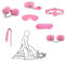 Kit da 7 pezzi in pelle rosa Kit da polso e caviglia per il gioco della camera da letto delle coppie