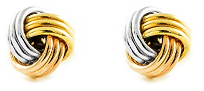 Damen & Kinder runde Ohrstecker - tricolor 9 Karat (375) - Mondepetit - Geschenkbox - Garantiezertifikat