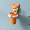 EHOTER Zahnbürstenregal Wandbehang Set Kinder Badezimmer Zahnbürste Zahnpastahalter Mundspülbecher Wandmontage stanzfrei Cartoon Bär Fuchs Schwein Zahnbürste Werkzeug Aufbewahrung Organizer (Gelb)