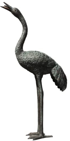 Schöner Wasserspeier Bronze Reiher aus Bronze perfekt für den Garten die Terrasse oder den Vorgarten ist Frostfest Witterungsbeständig und Neu 100cm H, BOAN-1178