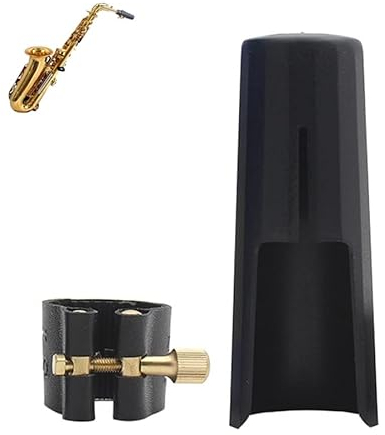 OriGlam Woodwinds Sopransaxophon-Mundstückkappe, Leder-Ligaturverschluss mit Kunststoff-Mundstückkappe für Saxophon (Sopran)