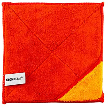 Kochblume | Microfasertuch Putztuch 18 x 18cm | Aufnahmefähigeit bis 180 ml | Extra saugfähige Fasern | Farbe: rot|orange
