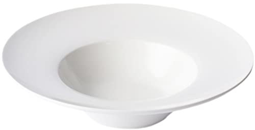 SHERCHPRY Soup and Pasta Bowls - White Porcelain Salad Serving Plates With Wide Rim - Deep Spaghetti and Shallow Soup Plates
