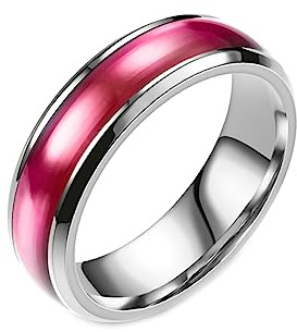 Gualiy Titan Ring für Männer, Ringe Damen Silber 6MM mit Emaille Ringe Größe 52 (16.6)-70 (22.3)