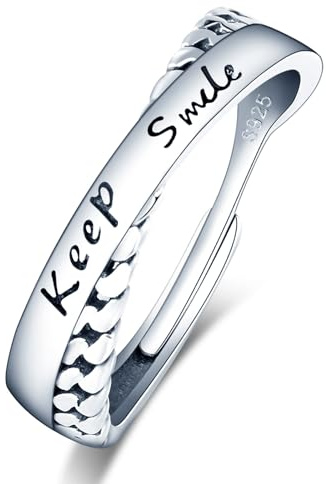 VIKILEE Damen Ringe S925 Sterling Silber Ringe Cross Stacked Twisted Rope Ringe mit Monogramm einstellbare Größe für Freundin Jahrestag Valentinstag