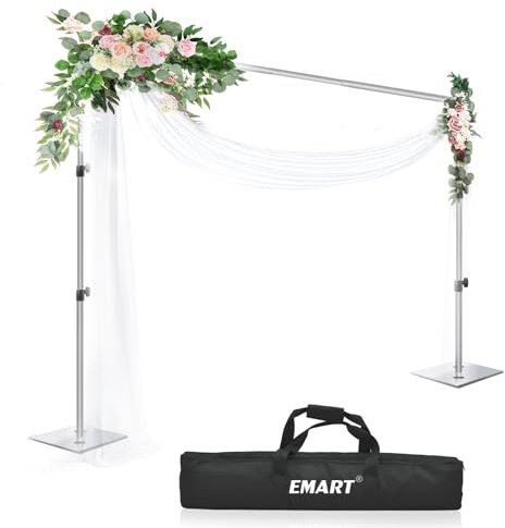 EMART Silberne Foto Hintergrund Ständer mit Stahlsockel, 2mx3m Verstellbarer Hintergrund Ständer Kit für Fotografie, Video Studio, Partydekoration