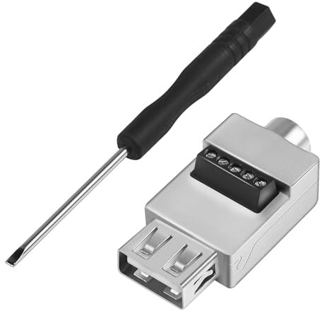 QIANRENON Adattatore USB 2.0 senza saldatura, guscio in metallo, da USB 2.0 femmina a 5 pin, connettore a morsettiera a vite, 480 Mbps 5 V/2 A, per prolunga porta USB fai da te, cacciavite incluso