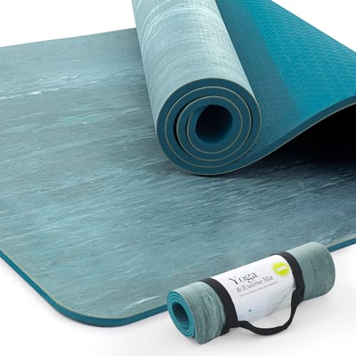UMINEUX Extra dicke Yogamatte, 6,3 cm, Naturkautschuk und TPE, rutschfeste Yogamatten mit Gurt für Damen und Herren, umweltfreundlich, hohe Dichte, Trainingsmatte für Yoga, Pilates und, YJD-XJTPE03