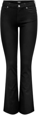 Only Jean évasé ONLBLUSH pour Femme, Taille Moyenne, évasé, Jean Noir, XS / 34L